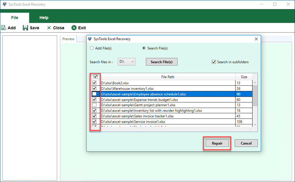 Browse Excel Files