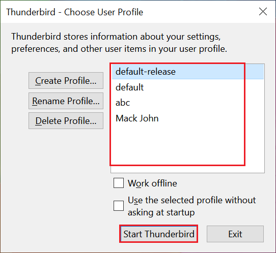 thunderbird choose user profile