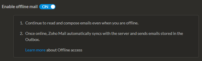 Offline Access Zoho Mail
