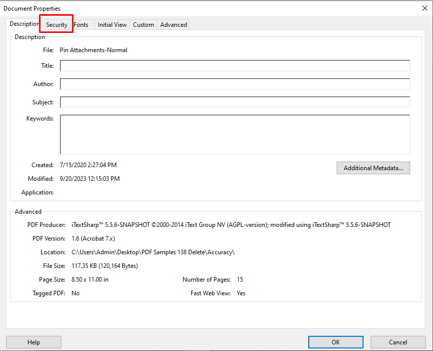 open security tab