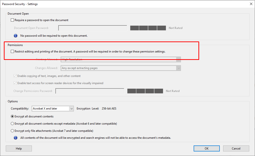 checkmark restrictions box