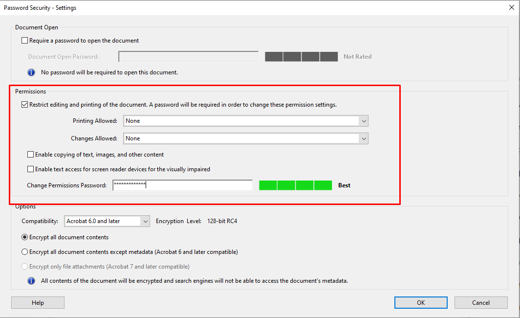 apply restrictions password