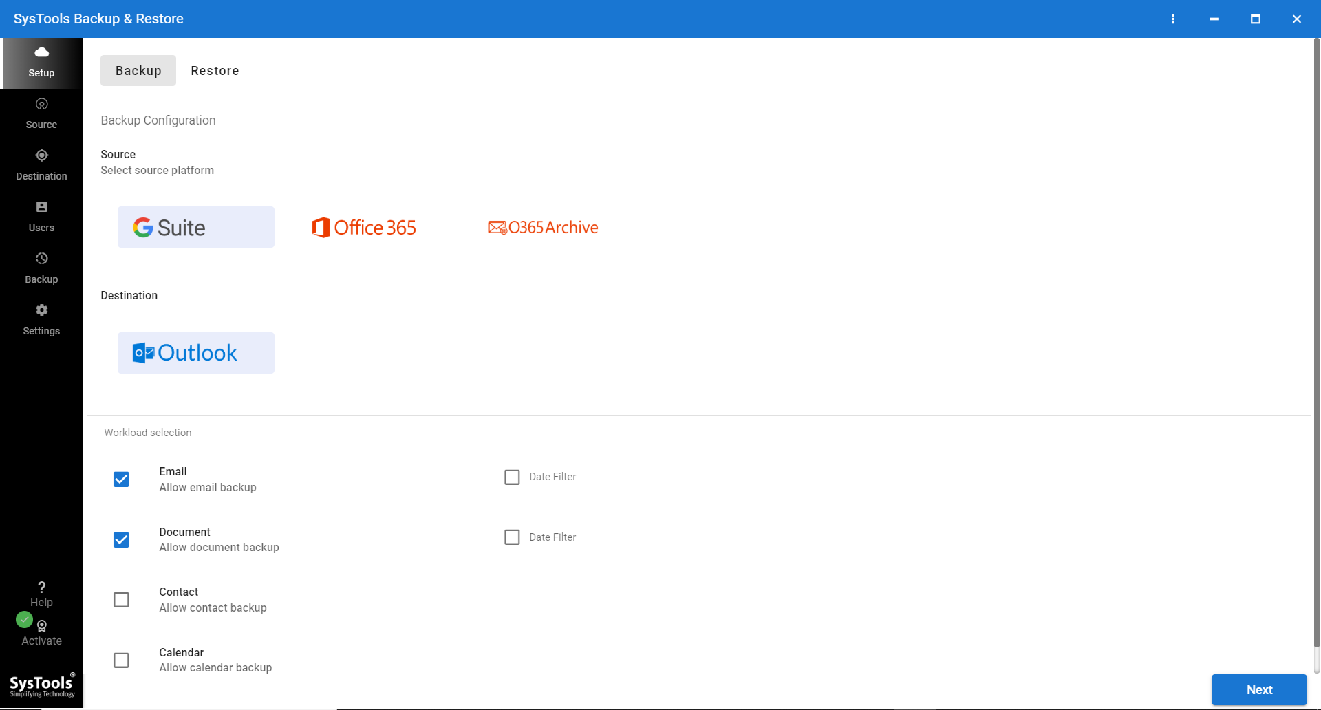 backup maken office 365