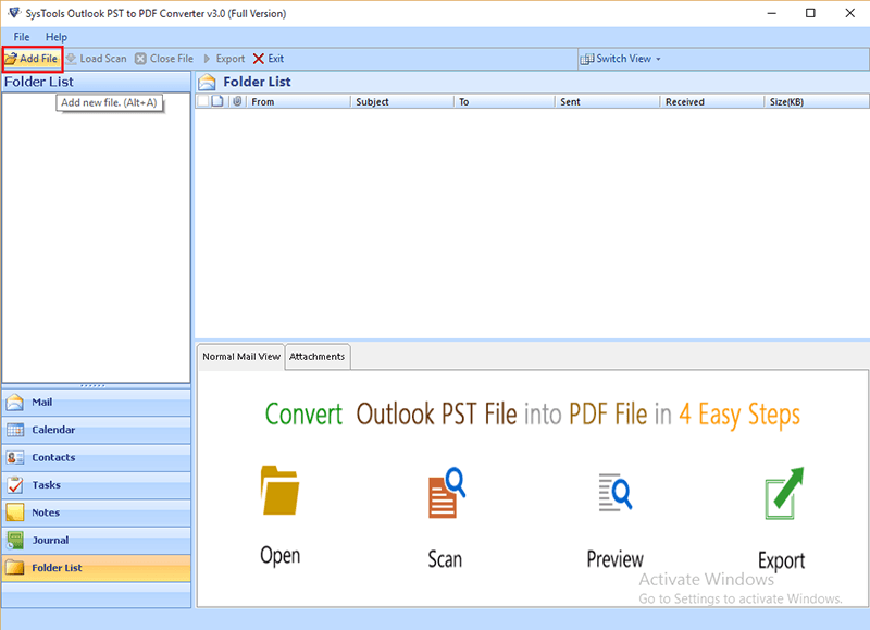 Outlook PST-Datei in PDF-Konverter