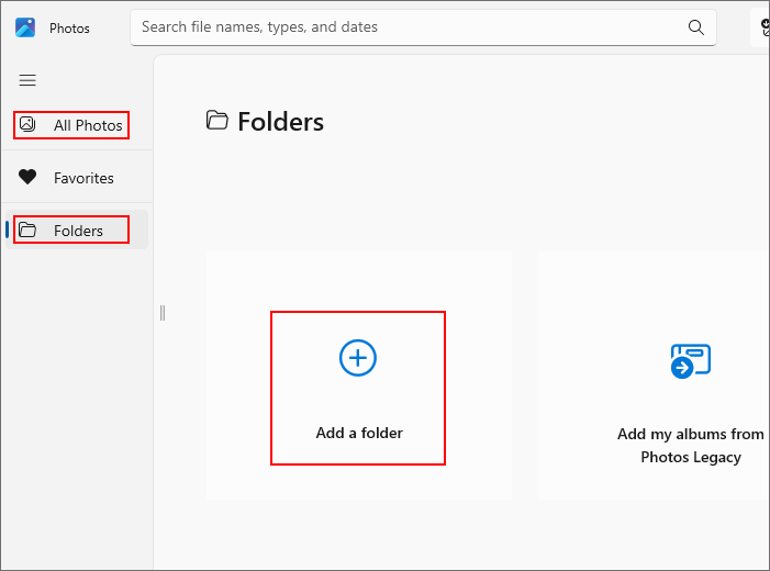 click on Add a folder