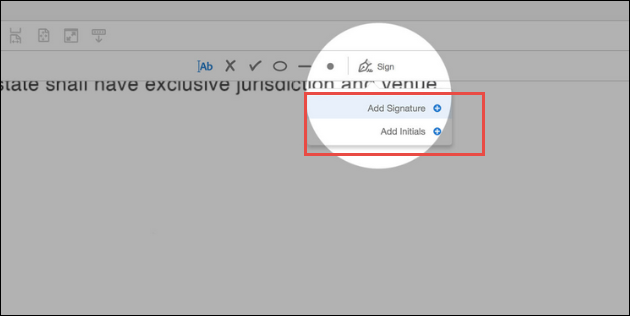 select the add signature option