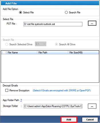 select file and let the tool,scan