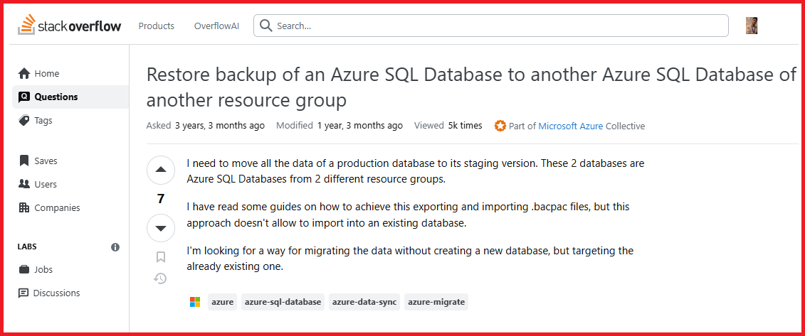 user query