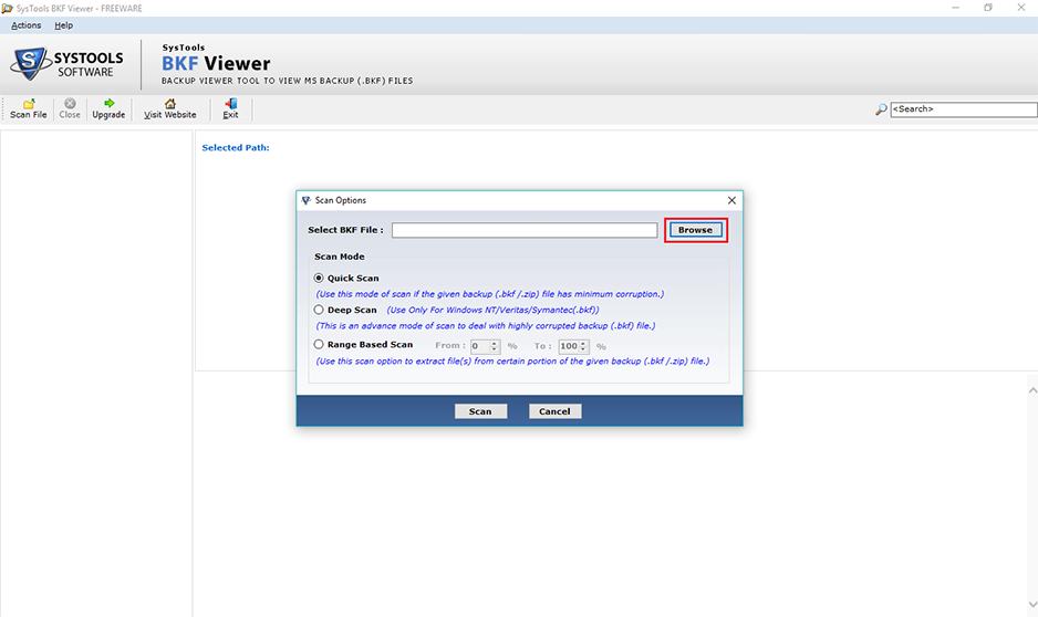 run bkf viewer tool