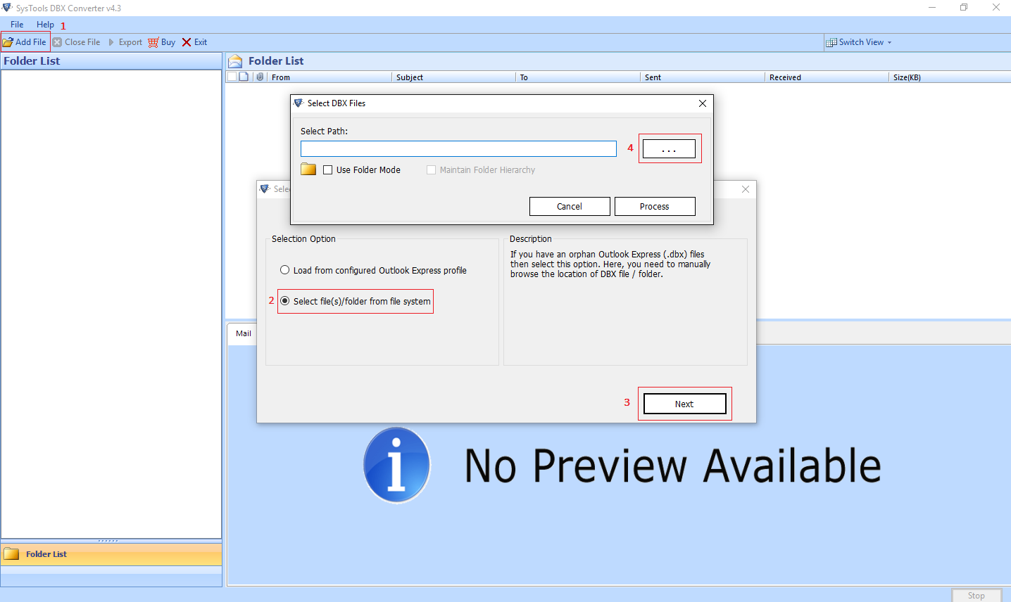 Run DBX to MBOX file converter