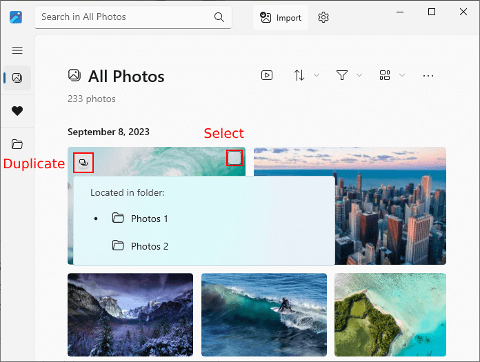 choose duplicate photos