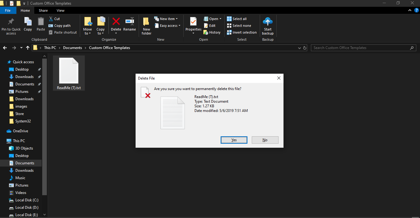 conformation to entirely delete