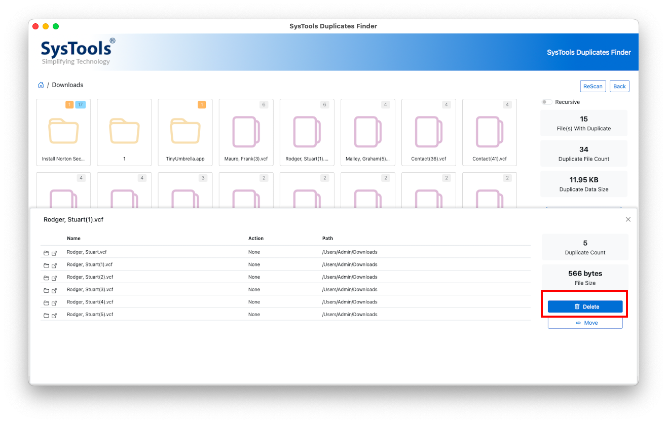 Hit on Delete tab to delete duplicate videos on mac