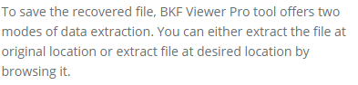 save recovered bkf file