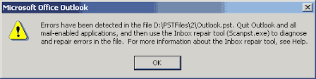 outlook errors have been detected in the file