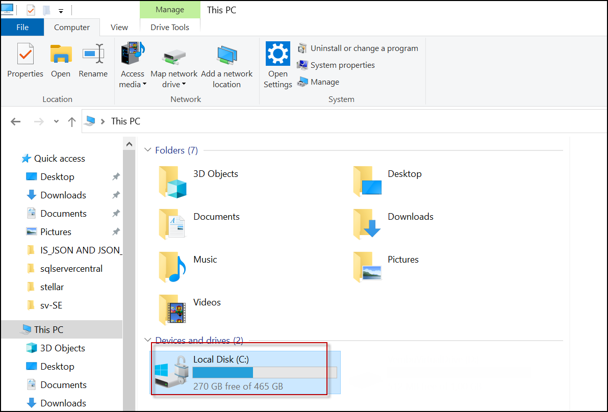 disk space