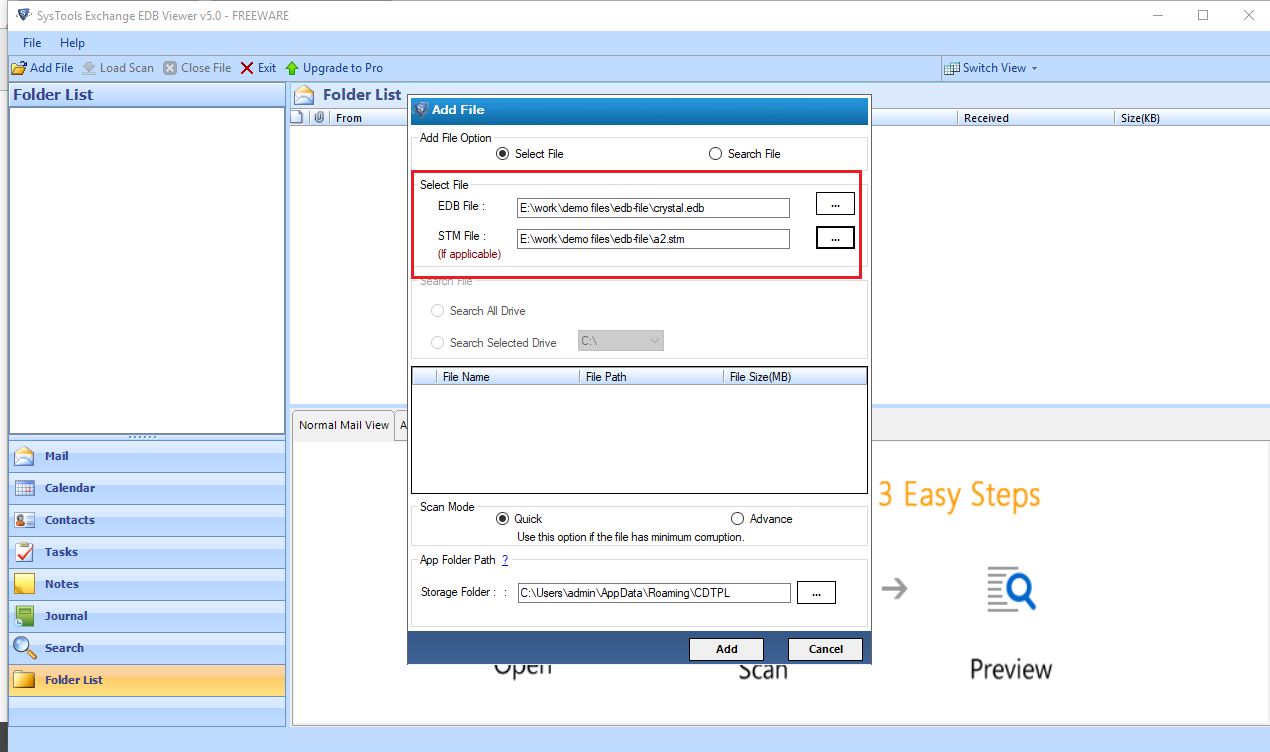 add edb file