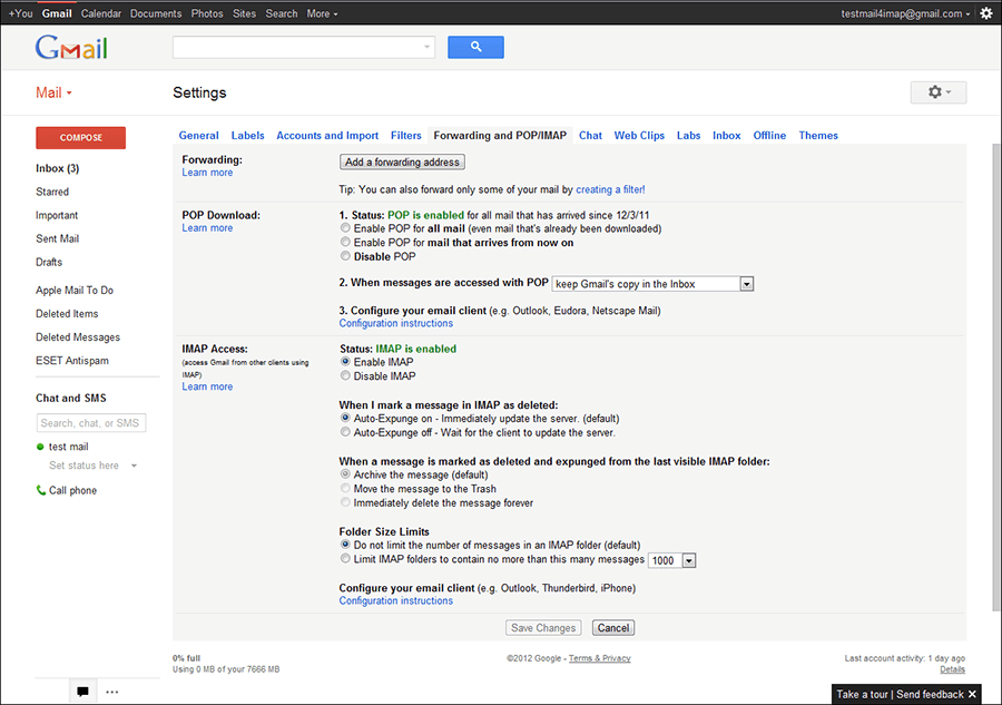 Enable IMAP