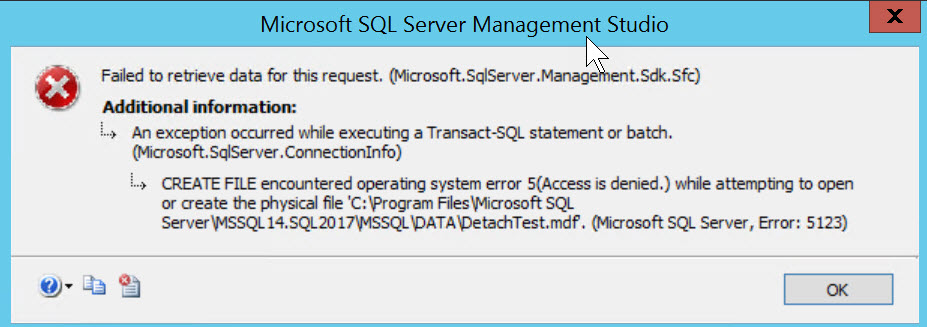 SQL Server Error 5123