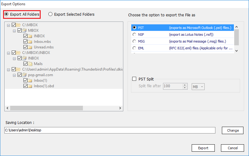 Export mails from Mac Netscape to Oulook PST 