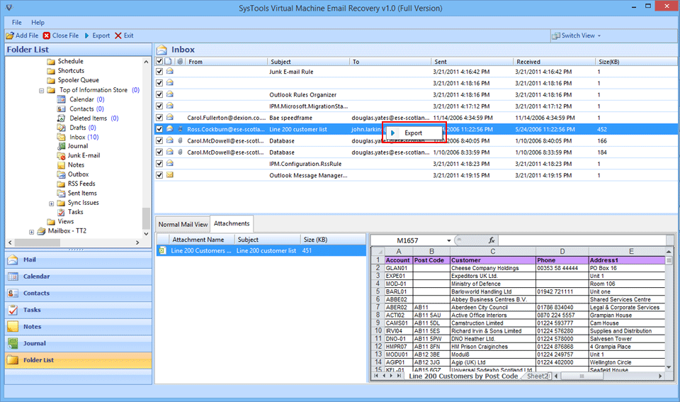 virtual machine email recovery