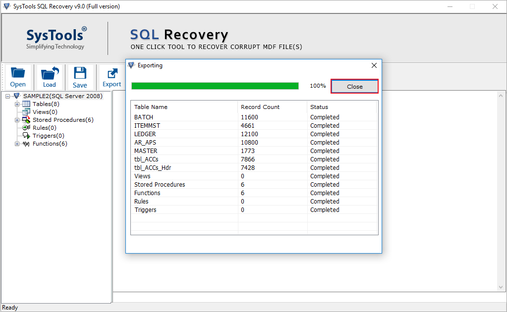 récupération de base de données SQL