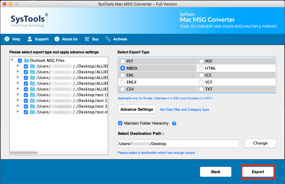 Multiple Export Option