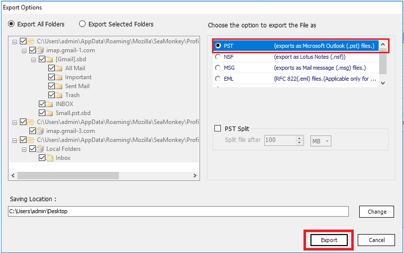 Export file