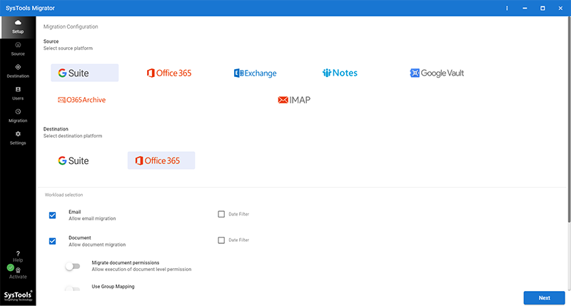 Google Apps vers Office 365 Migration Tool