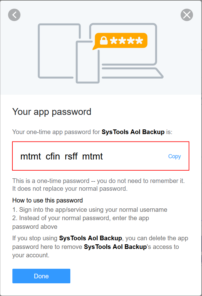 copy app password