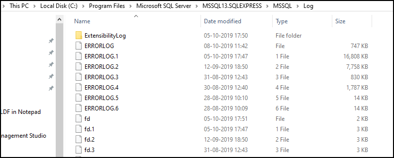 error log location