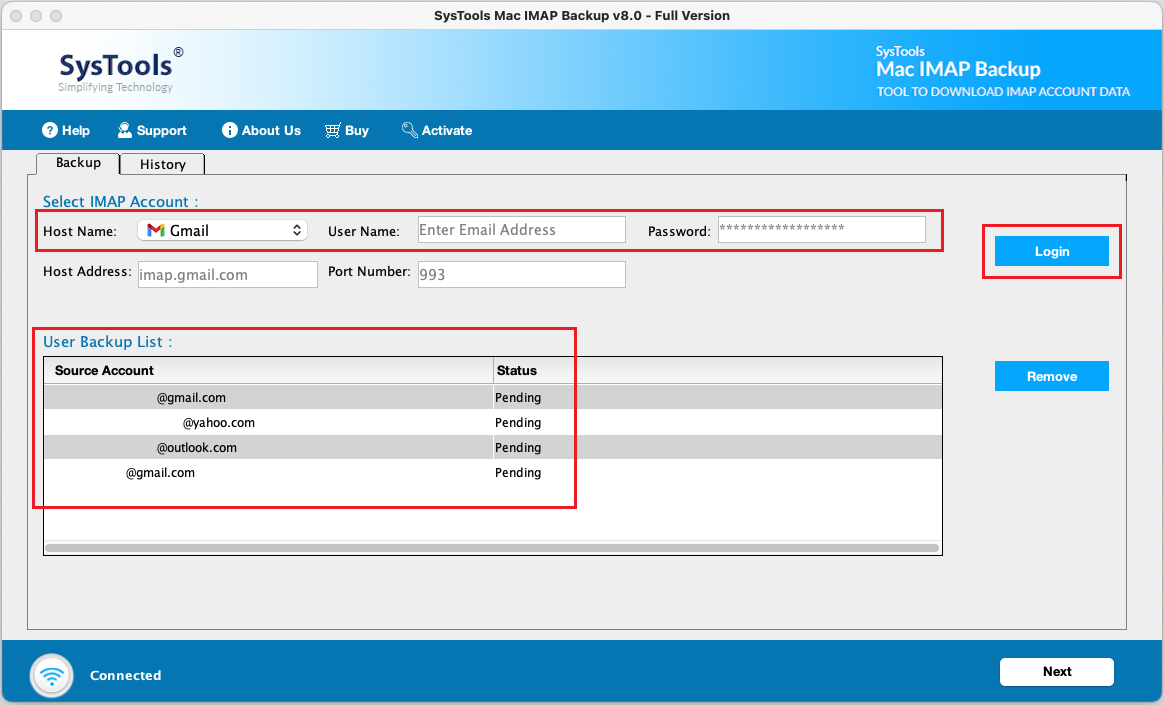 Launch IMAP Backup Software