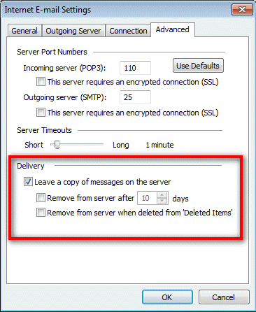 leave a copy on the server