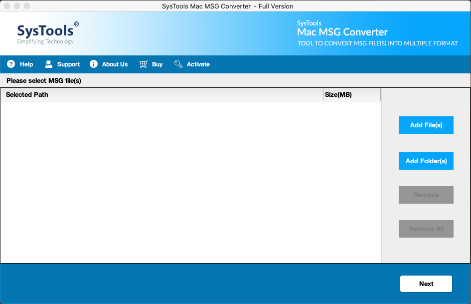 Run MSG to EML Converter Tool