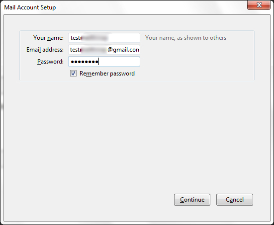 Continue to Add Gmail to Thunderbird