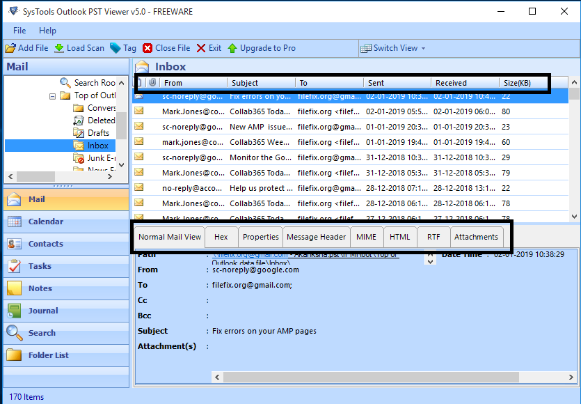 Abrir Archivo PST sin Outlook con modos de vista previa