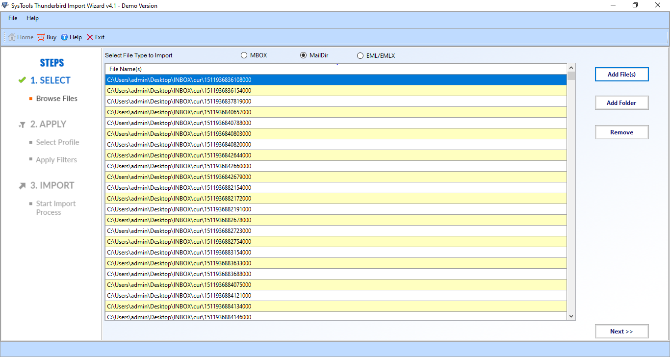 import maildir files