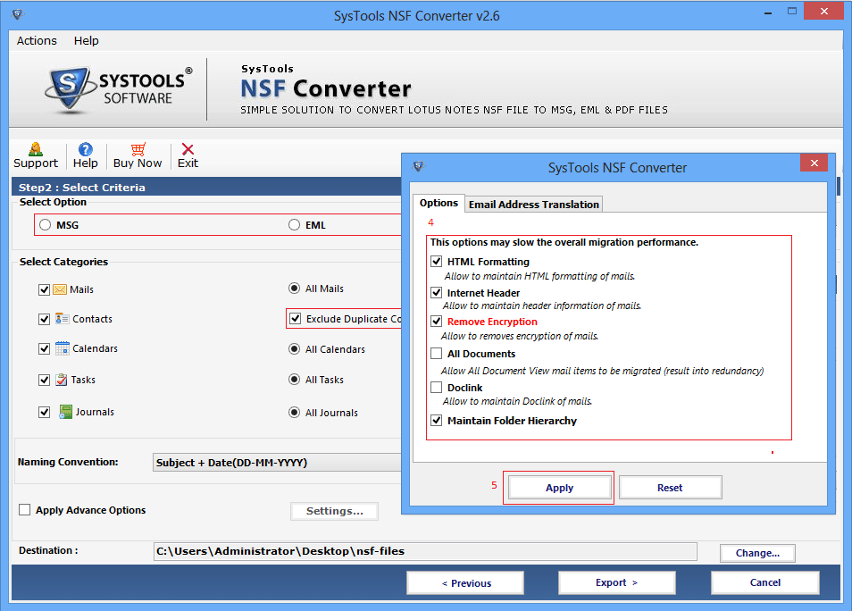 convertir fichier NSF