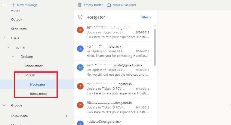 result in shared mailbox