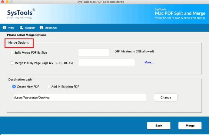 choose merge pdf option