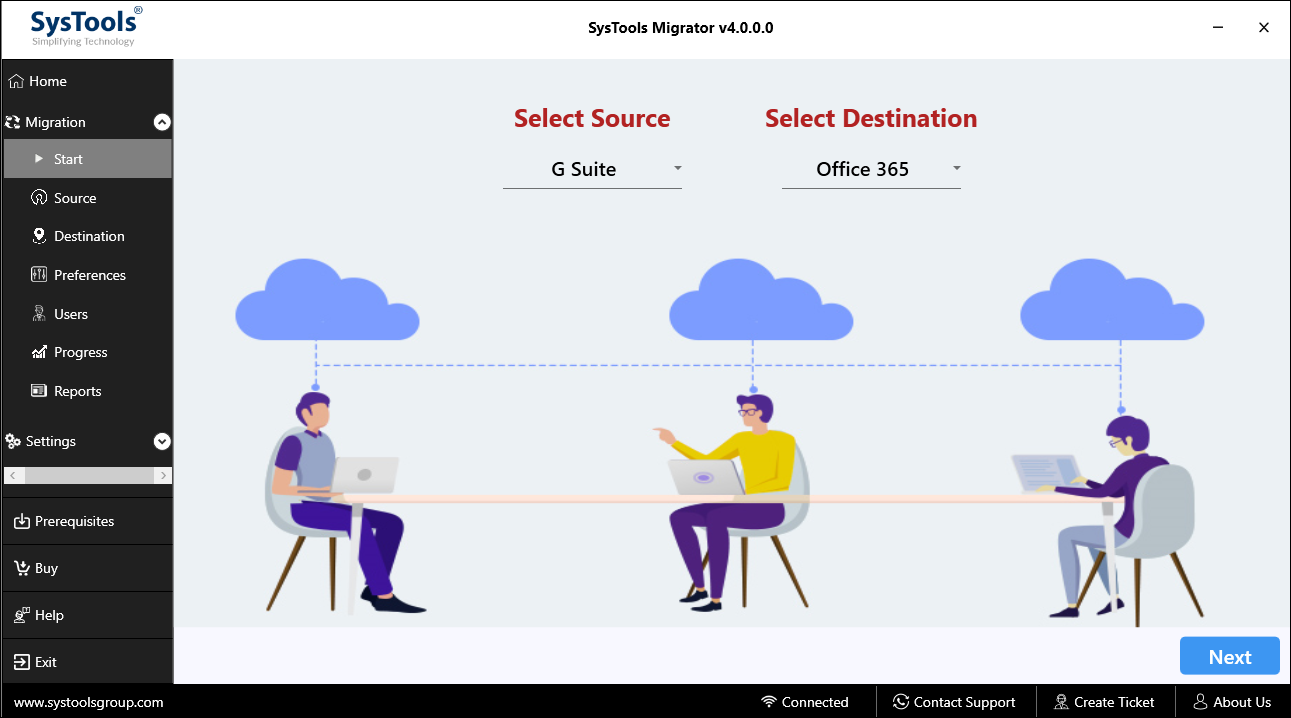 Schermate di migrazione da Google Apps a O365