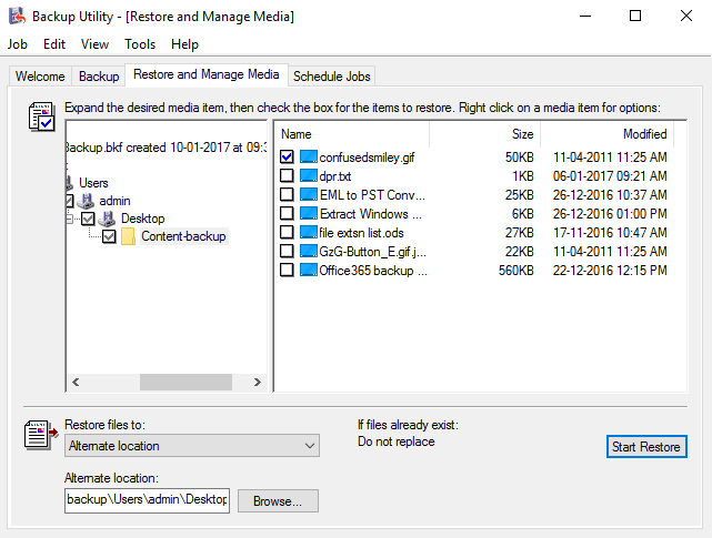 Select Backup File