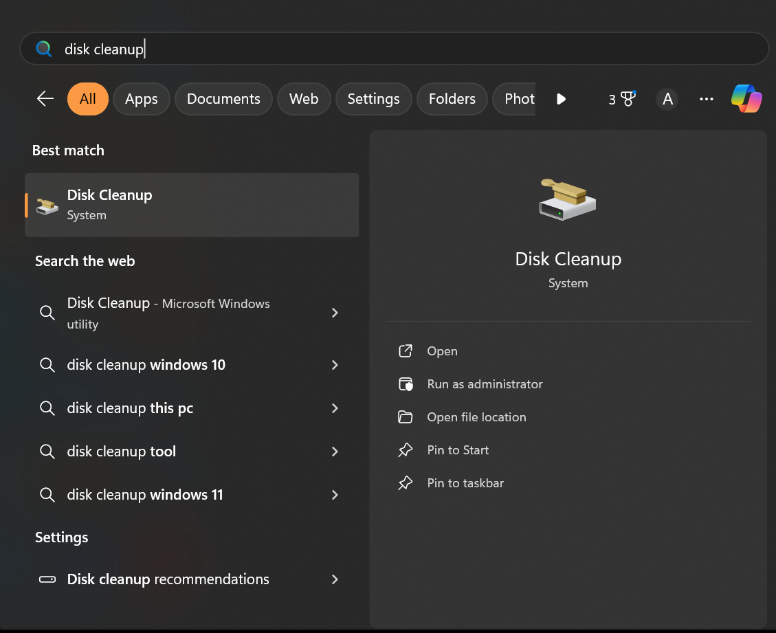 open disk cleanup