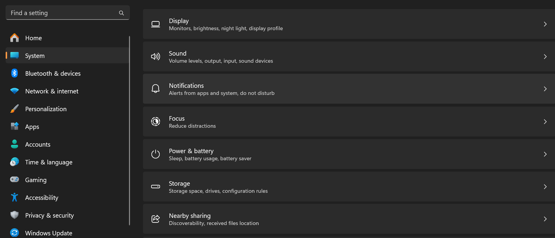 open settings by pressing windows +I