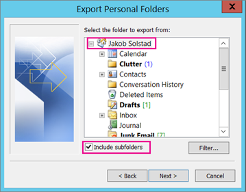 outlook-destination to export office 365 mailbox to pst