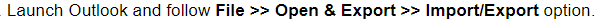 outlook import export
