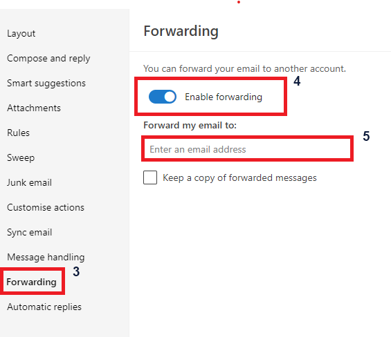 forward Hotmail to another email