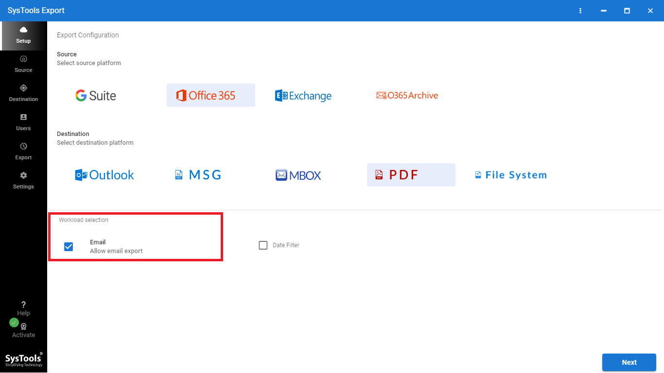 select email from workload section