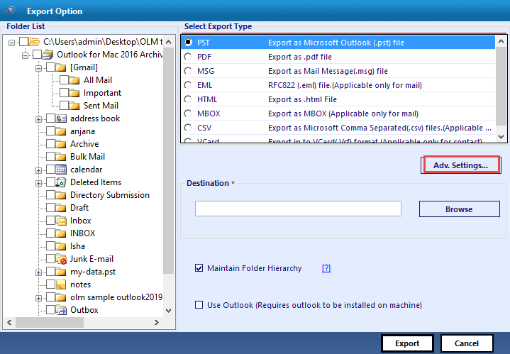 Export Outlook for Mac Emails

