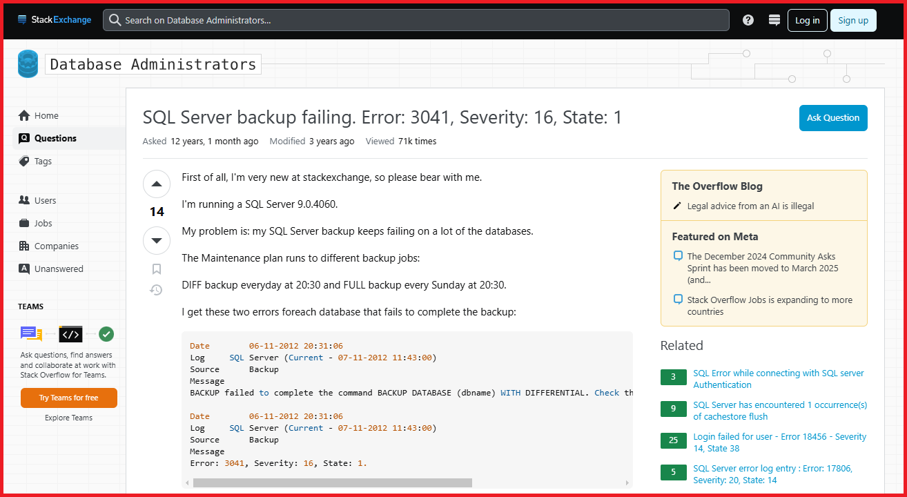 error: 3401, severity: 16, state: 1.